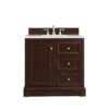 James Martin 825-V36-BNM-3ESR De Soto 36 Inch Single Vanity in Burnished Mahogany with 3 CM Eternal Serena Quartz Top