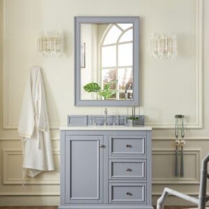 James Martin 825-V36-SL-3AF De Soto 37 Inch Single Vanity in Silver Gray with 3 cm Arctic Fall Solid Surface Top