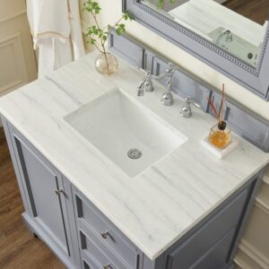 James Martin 825-V36-SL-3AF De Soto 37 Inch Single Vanity in Silver Gray with 3 cm Arctic Fall Solid Surface Top