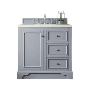 James Martin 825-V36-SL-3CAR De Soto 37 Inch Single Vanity in Silver Gray with 3 cm Carrara Marble Top