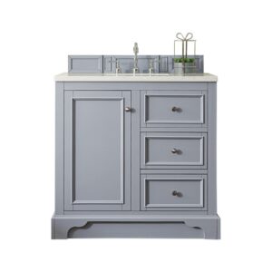 James Martin 825-V36-3WZ De Soto 37 1/4 Inch Single Vanity with 3cm White Zeus Quartz Top