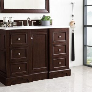 James Martin 825-V48-BNM-3AF De Soto 49 Inch Single Vanity in Burnished Mahogany with 3 cm Arctic Fall Solid Surface Top