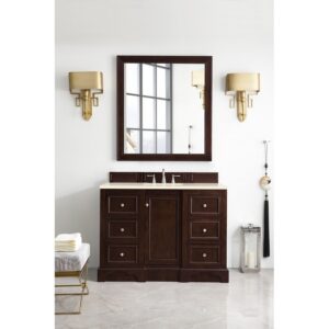 James Martin 825-V48-BNM-3EMR De Soto 48 Inch Single Vanity in Burnished Mahogany with 3 CM Eternal Marfil Quartz Top