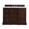 James Martin 825-V48-BNM-3ENC De Soto 49 1/4 Inch Single Vanity Cabinet with Ethereal Noctis Quartz Top - Burnished Mahogany