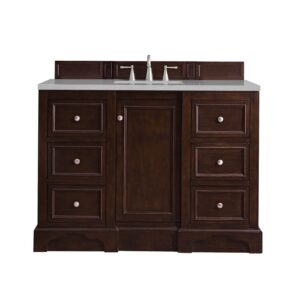 James Martin 825-V48-BNM-3ESR De Soto 48 Inch Single Vanity in Burnished Mahogany with 3 CM Eternal Serena Quartz Top