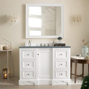 James Martin 825-V48-BW-3CBL De Soto 49 1/4 Inch Single Vanity Cabinet with Cala Blue Quartz Top - Bright White