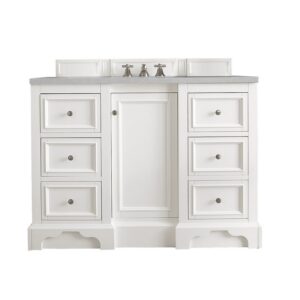 James Martin 825-V48-BW-3ESR De Soto 48 Inch Single Vanity in Bright White with 3 CM Eternal Serena Quartz Top