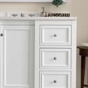 James Martin 825-V48-BW-3CAR De Soto 49 Inch Single Vanity in Bright White with 3 cm Carrara Marble Top