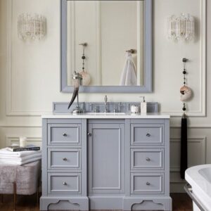 James Martin 825-V48-SL-3CAR De Soto 49 Inch Single Vanity in Silver Gray with 3 cm Carrara Marble Top