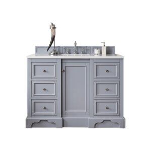 James Martin 825-V48-SL-3EJP De Soto 49 Inch Single Vanity in Silver Gray with 3 cm Eternal Jasmine Pearl Quartz Top with Sink