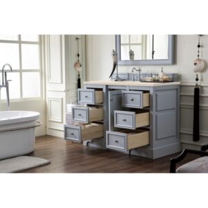 James Martin 825-V48-SL-3EMR De Soto 48 Inch Single Vanity in Silver Gray with 3 CM Eternal Marfil Quartz Top