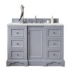 James Martin 825-V48-SL-3ENC De Soto 49 1/4 Inch Single Vanity Cabinet with Ethereal Noctis Quartz Top - Silver Gray