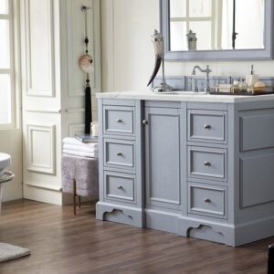 James Martin 825-V48-SL-3ENC De Soto 49 1/4 Inch Single Vanity Cabinet with Ethereal Noctis Quartz Top - Silver Gray