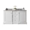 James Martin 825-V60D-BW-3CAR De Soto 61 Inch Double Vanity in Bright White with 3 cm Carrara Marble Top