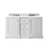 James Martin 825-V60D-BW-3WZ De Soto 61 1/4 Inch Double Vanity in Bright White with 3cm White Zeus Quartz Top