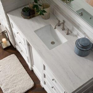 James Martin 825-V60S-BW-3AF De Soto 61 Inch Single Vanity in Bright White with 3 cm Arctic Fall Solid Surface Top