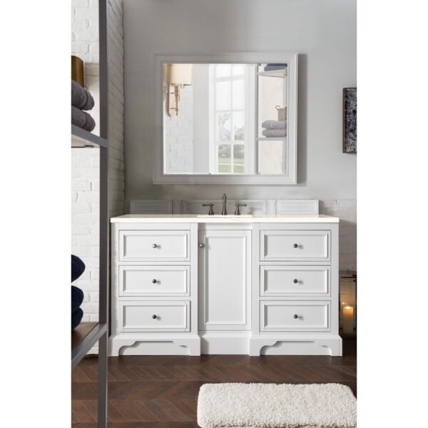 James Martin 825-V60S-BW-3EMR De Soto 60 Inch Single Vanity in Bright White with 3 CM Eternal Marfil Quartz Top