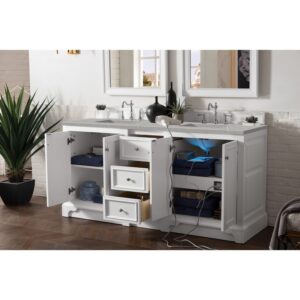 James Martin 825-V72-BW-3ESR De Soto 72 Inch Double Vanity in Bright White with 3 CM Eternal Serena Quartz Top