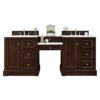 James Martin 825-V82-DU-WZ De Soto 83 1/8 Inch Double Vanity with Set 3 CM White Zeus Quartz Top and Makeup Table