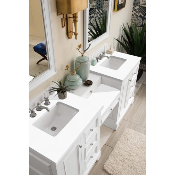 James Martin 825-V82-DU-WZ De Soto 83 1/8 Inch Double Vanity with Set 3 CM White Zeus Quartz Top and Makeup Table