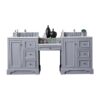 James Martin 825-V82-SL-DU-CAR De Soto 83 Inch Double Vanity Set in Silver Gray with Makeup Table with 3 cm Carrara Marble Top