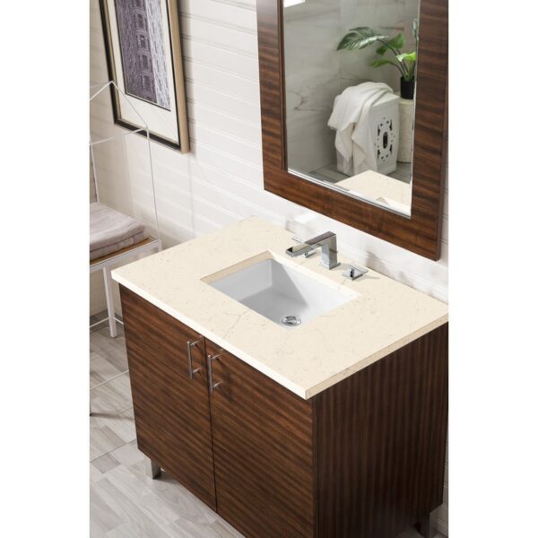 James Martin 850-V36-AWT-3EMR Metropolitan 36 Inch Single Vanity in American Walnut with 3 CM Eternal Marfil Quartz Top