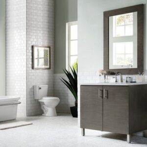 James Martin 850-V36-SOK-3GEX Metropolitan 36 Inch Single Vanity in Silver Oak with 3 cm Grey Expo Quartz Top with Sink