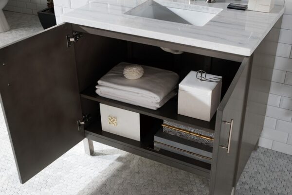 James Martin 850-V36-SOK-3AF Metropolitan 36 Inch Silver Oak Single Vanity with 3 cm Arctic Fall Solid Surface Top