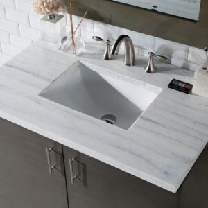 James Martin 850-V36-SOK-3GEX Metropolitan 36 Inch Single Vanity in Silver Oak with 3 cm Grey Expo Quartz Top with Sink