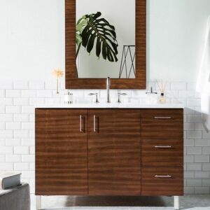 James Martin 850-V48-AWT-3CAR Metropolitan 48 Inch American Walnut Single Vanity with 3 cm Carrara Marble Top