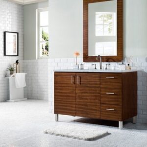 James Martin 850-V48-AWT-3GEX Metropolitan 48 Inch Single Vanity in American Walnut with 3 cm Grey Expo Quartz Top with Sink