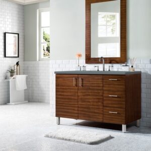 James Martin 850-V48-AWT-3CBL Metropolitan 48 Inch Single Vanity Cabinet with Cala Blue Quartz Top - American Walnut