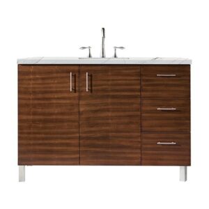 James Martin 850-V48-AWT-3ENC Metropolitan 48 Inch Single Vanity Cabinet with Ethereal Noctis Quartz Top - American Walnut