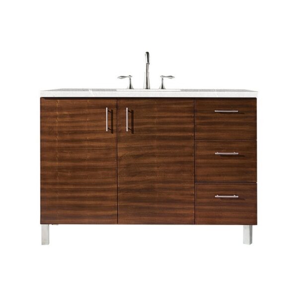 James Martin 850-V48-AWT-3ESR Metropolitan 48 Inch Single Vanity in American Walnut with 3 CM Eternal Serena Quartz Top