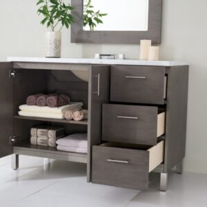 James Martin 850-V48-SOK-3AF Metropolitan 48 Inch Silver Oak Single Vanity with 3 cm Arctic Fall Solid Surface Top