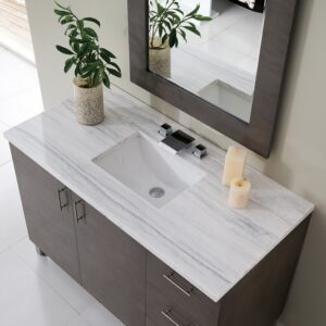 James Martin 850-V48-SOK-3AF Metropolitan 48 Inch Silver Oak Single Vanity with 3 cm Arctic Fall Solid Surface Top