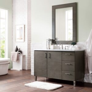 James Martin 850-V48-SOK-3CAR Metropolitan 48 Inch Silver Oak Single Vanity with 3 cm Carrara Marble Top