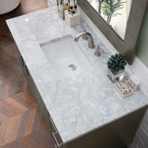 James Martin 850-V48-SOK-3CAR Metropolitan 48 Inch Silver Oak Single Vanity with 3 cm Carrara Marble Top