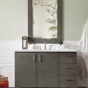 James Martin 850-V48-SOK-3ENC Metropolitan 48 Inch Single Vanity Cabinet with Ethereal Noctis Quartz Top - Silver Oak