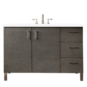 James Martin 850-V48-3WZ Metropolitan 48 Inch Single Vanity with 3cm White Zeus Quartz Top