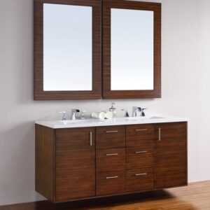 James Martin 850-V60D-AWT-3AF Metropolitan 60 Inch American Walnut Double Vanity with 3 cm Arctic Fall Solid Surface Top