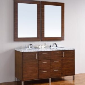 James Martin 850-V60D-AWT-3AF Metropolitan 60 Inch American Walnut Double Vanity with 3 cm Arctic Fall Solid Surface Top