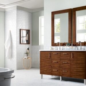 James Martin 850-V60D-AWT-3GEX Metropolitan 60 Inch Double Vanity in American Walnut with 3 cm Grey Expo Quartz Top with Sink