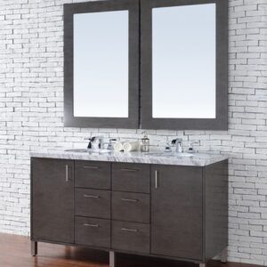 James Martin 850-V60D-SOK-3AF Metropolitan 60 Inch Silver Oak Double Vanity with 3 cm Arctic Fall Solid Surface Top