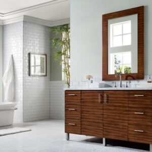 James Martin 850-V60S-AWT-3CAR Metropolitan 60 Inch American Walnut Single Vanity with 3 cm Carrara Marble Top