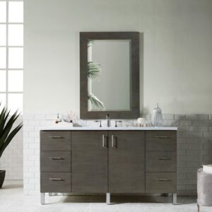 James Martin 850-V60S-SOK Metropolitan 60 Inch Single Vanity in Silver Oak