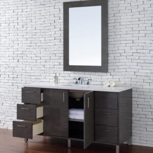 James Martin 850-V60S-SOK-3AF Metropolitan 60 Inch Silver Oak Single Vanity with 3 cm Arctic Fall Solid Surface Top