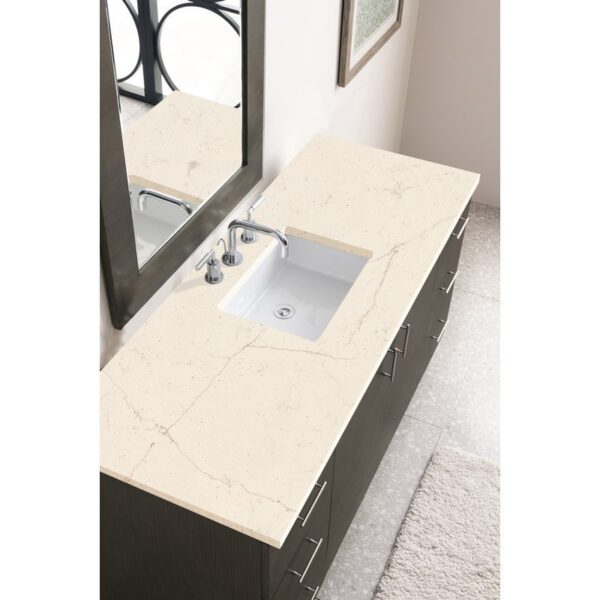 James Martin 850-V60S-SOK-3EMR Metropolitan 60 Inch Single Vanity in Silver Oak with 3 CM Eternal Marfil Quartz Top