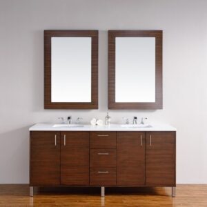 James Martin 850-V72-AWT-3AF Metropolitan 72 Inch American Walnut Double Vanity with 3 cm Arctic Fall Solid Surface Top