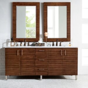 James Martin 850-V72-AWT-3GEX Metropolitan 72 Inch Double Vanity in American Walnut with 3 cm Grey Expo Quartz Top with Sink